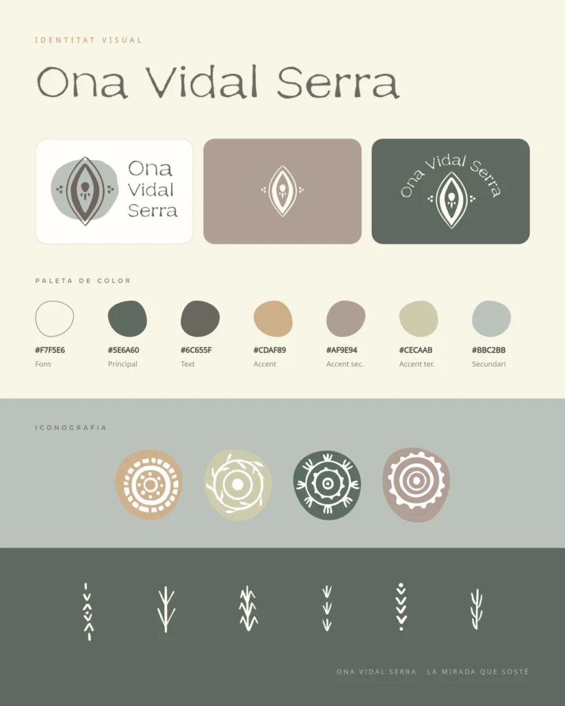 Identitat de marca d'Ona Vidal Serra: logotips, paleta de color i iconografia