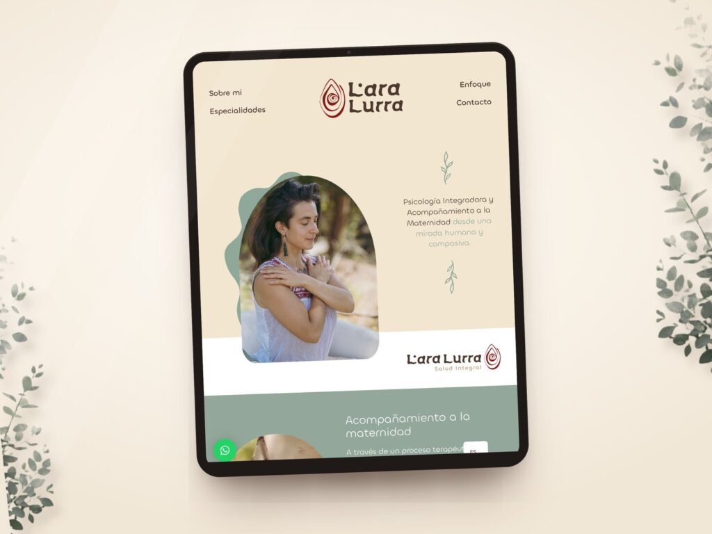 Web de Lara Lurra, psicòloga i doula, vista en una tauleta